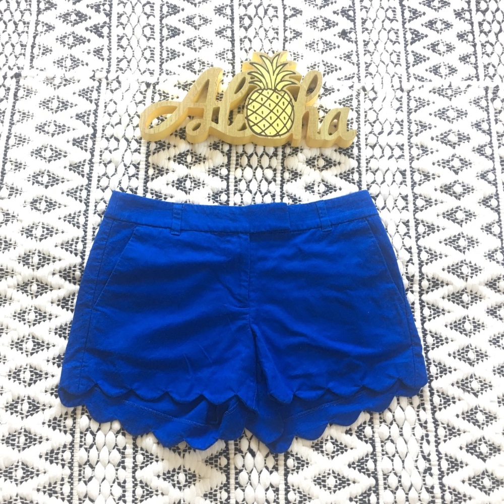 J. Crew Factory Cobalt Blue Scalloped Shorts